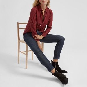 Everlane Relaxed Silk Shirt Burgundy
